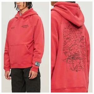 Reese Cooper AW19 "Hitchhiking" Graphic Jersey Raglan Hoodie Vintage Red Size XL